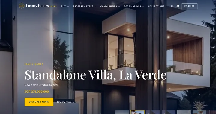 تصميم موقع Luxury Homes Egypt — من أعمال تاميرالدز